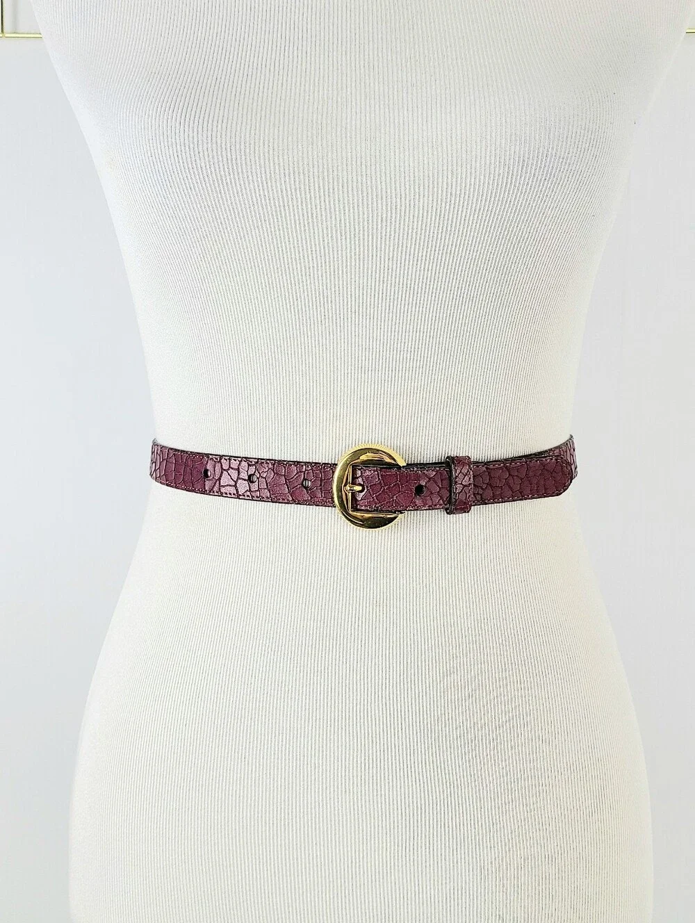 Pierre Cardin Burgundy Imported Cowhide Skinny Vintage Belt